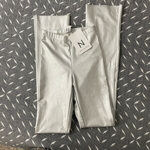 Naked Wardrobe Shimmering Silver Straight Leg Pants